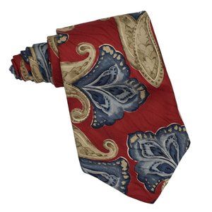 Vintage Liberty of London Mens Tie Necktie Silk Paisley Red Made in USA 57 in